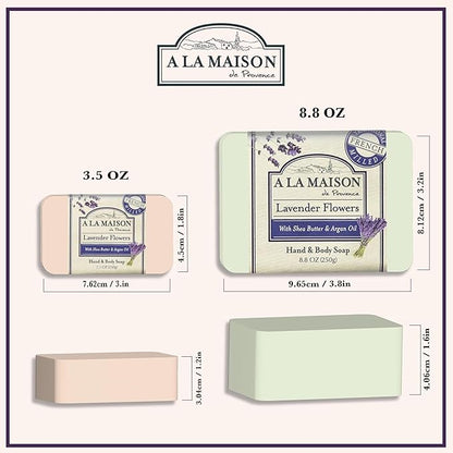 A LA MAISON Lavender Flower Bar Soap - Triple French Milled Natural Moisturizing Hand Soap Bar (3 Bars of Soap, 8.8 oz)