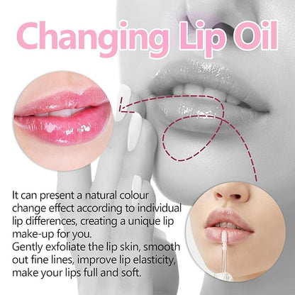 2 Pcs Magic Color Changing Lip Oil, Long Magic