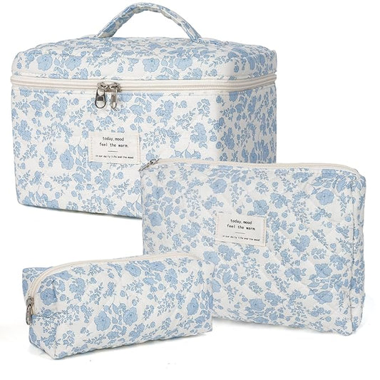 Makeup bag, quilted makeup bag,large