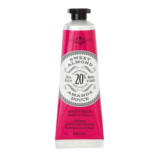 La Chatelaine 20% Shea Butter Hand Cream Travel Size, Organic Argan Oil, Moisturizing, Nourishing, Repairing, Extra-Rich Hand Lotion, Made in France, Paraben Free, 1 oz / 30ml (Sweet Almond)