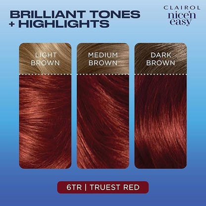 Clairol Nice'n Easy Permanent Hair Dye, 6TR Truest Red Hair Color, Pack of 1