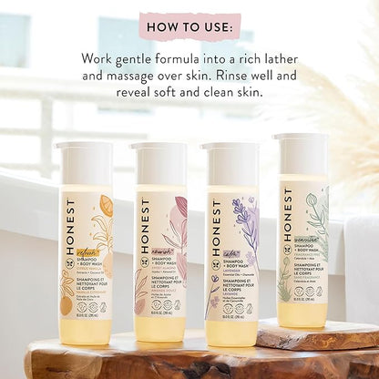 The Honest Company 2-in-1 Cleansing Shampoo + Body Wash | Gentle for Baby | Naturally Derived, Tear-free, Hypoallergenic | Lavender Calm, 18 fl oz