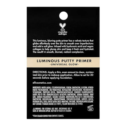 e.l.f. Luminous Putty Primer, Skin Perfecting, Lightweight, Silky, 0.74 Oz