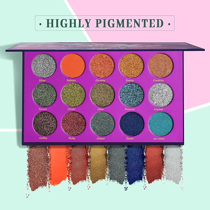 Dito 15 Color Jungle Eyeshadow Palette With 2Pcs