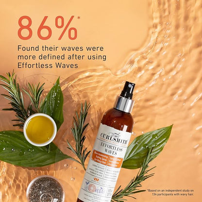CURLSMITH - Effortless Waves Styling Spray, Lightweight and Moisturising, Reduce Frizz, Natural Look, For Wavy and Curly Hair, Vegan (8oz)