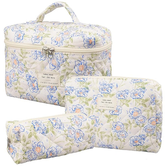 Makeup bag, quilted makeup bag,large