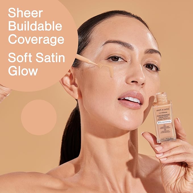 wet n wild Bare Focus Skin Tint,5% Niacinamide Medium Sand