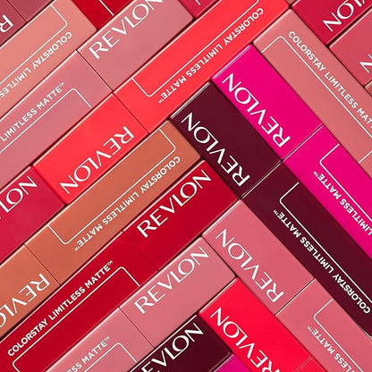 Revlon ColorStay Limitless Matte Liquid Lipstick, Vegan Formula, No-Budge, Longwear Lip Color, Long Lasting, Lightweight/Comfortable, Waterproof, 011 Fire Off, 0.17 fl oz