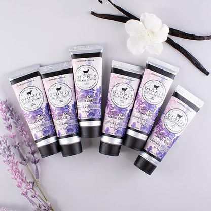 Dionis - Goat Milk Skincare Scented Hand Cream (1 oz) Set of 6, Moisturizing Lotion for Dry Skin, Good for Sensitive Skin, Cruelty-free and Paraben-free (Lavender Vanilla)