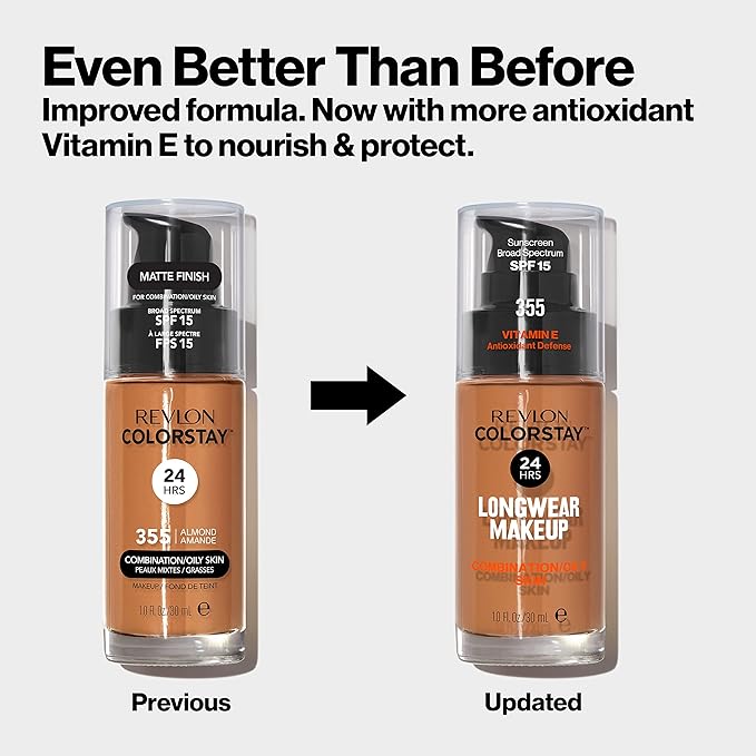 Revlon Liquid Foundation, ColorStay Face Makeup for Combination Beige (250), 1.0 oz