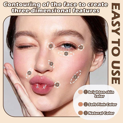 3 Colors Correcting Concealer Palette,Full Coverage Cream Contou