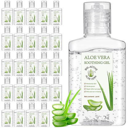 24 Pcs Mini Aloe Vera Gel 1oz Soothing Moisture Aloe Gel Travel Size Aloe Vera Gel Moisturizing Face Skin Aloe Vera Gel Bulk for Thank You Gifts Summer Beach Wedding Party Supplies (Aloe Vera)