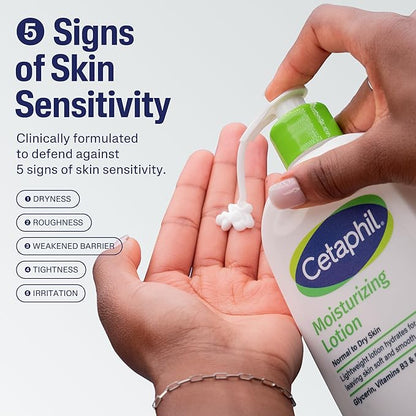 Cetaphil Hydrating Moisturizing Lotion for Normal to Dry, Sensitive Skin, 16 oz + Travel Size Gentle Skin Cleanser 2 oz