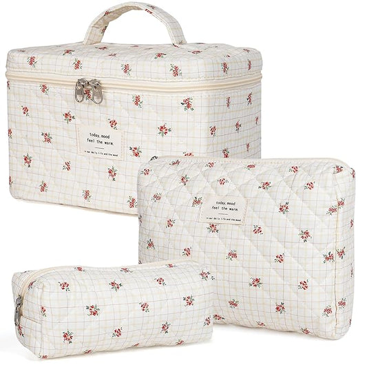 Makeup bag, quilted makeup bag,large