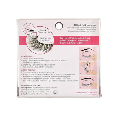 KISS Lash Couture LuXtensions Collection False Eyelashes, Flat Lash Technology, Super Slim Lash Band, Real Lash Extension Fibers, Reusable, Contact Lens Friendly Strip Lashes, Style Classic, 1 Pair