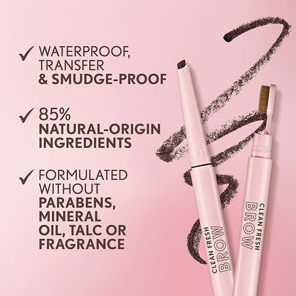 Covergirl Clean Fresh Brow Filler Pomade, 600 Dark Brown, Eyebrow Pencil, Ultra-Precise Tip, Creamy Formula, Highly Pigmented, Soft Matte Finish, Vegan Formula, 0.007oz
