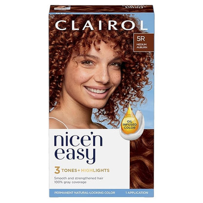 Clairol Nice'n Easy Permanent Hair Dye, 5R Medium Auburn Hair Color, Pack of 1