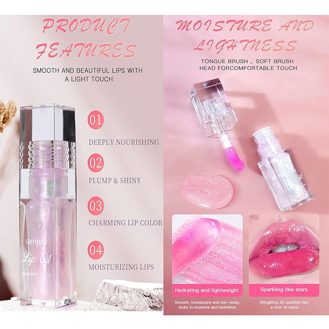 2 Pcs Magic Color Changing Lip Oil, Long Magic