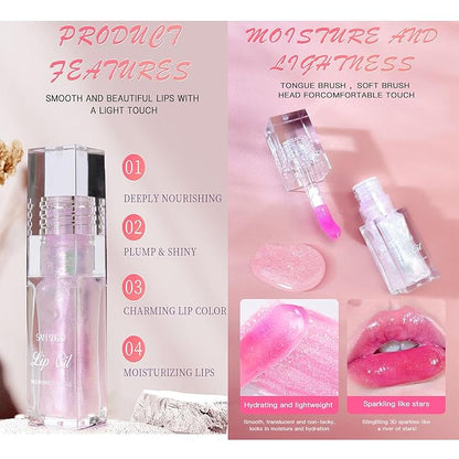 2 Pcs Magic Color Changing Lip Oil, Long Magic