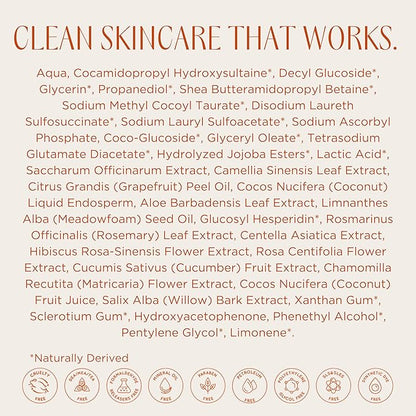 InstaNatural Vitamin C Cleanser Face Wash, Brightens and Reduces Signs of Aging, Fine Lines and Uneven Texture, with Coconut Water and Aloe Vera, 6.7 FL Oz