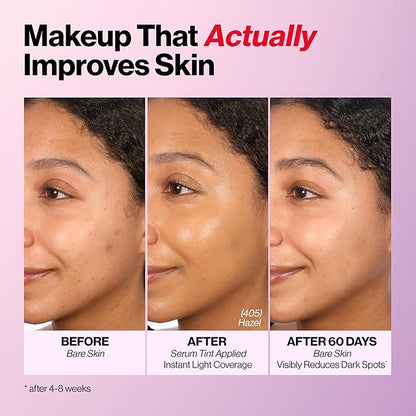 Revlon Illuminance Tinted Serum, Triple Hyaluronic Acid, Evens Out Skin Tone Over Time and Hydrates All Day, SPF 15, 405 Hazel, 0.94 fl oz.