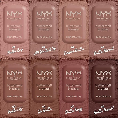 NYX PROFESSIONAL MAKEUP Matte Buttermelt Bronzer, Longwear Face Deserve Butta