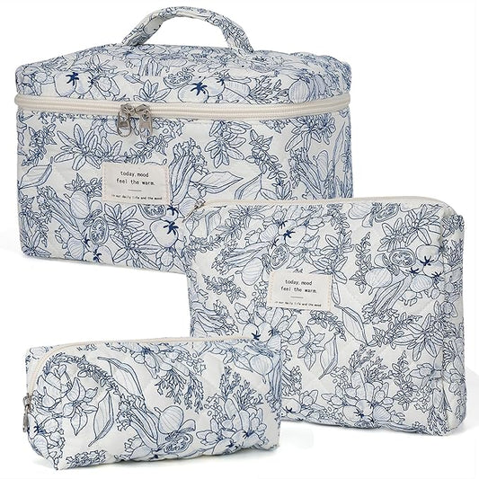 Makeup bag, quilted makeup bag,large
