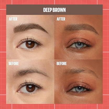 Maybelline Build-A-Brow 2-in-1 Brow Pen and Sealing Eyebrow Gel, Eyebrow Makeup for Real-Looking, Fuller Brows, Deep Brown, 1 Count